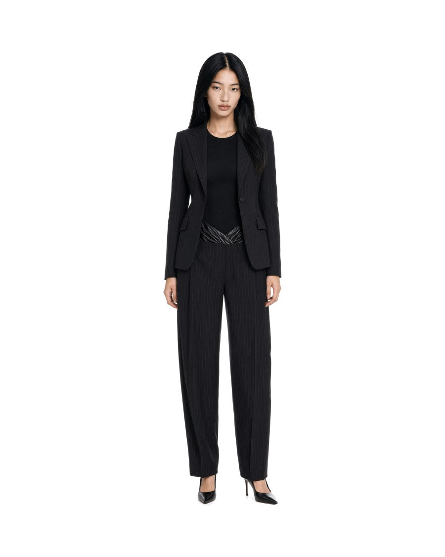The Andamane Black Pinstripe Cotton-Blend Blazer