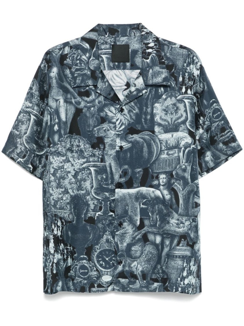 Givenchy Indigo Blue Hubert Objects Print Shirt