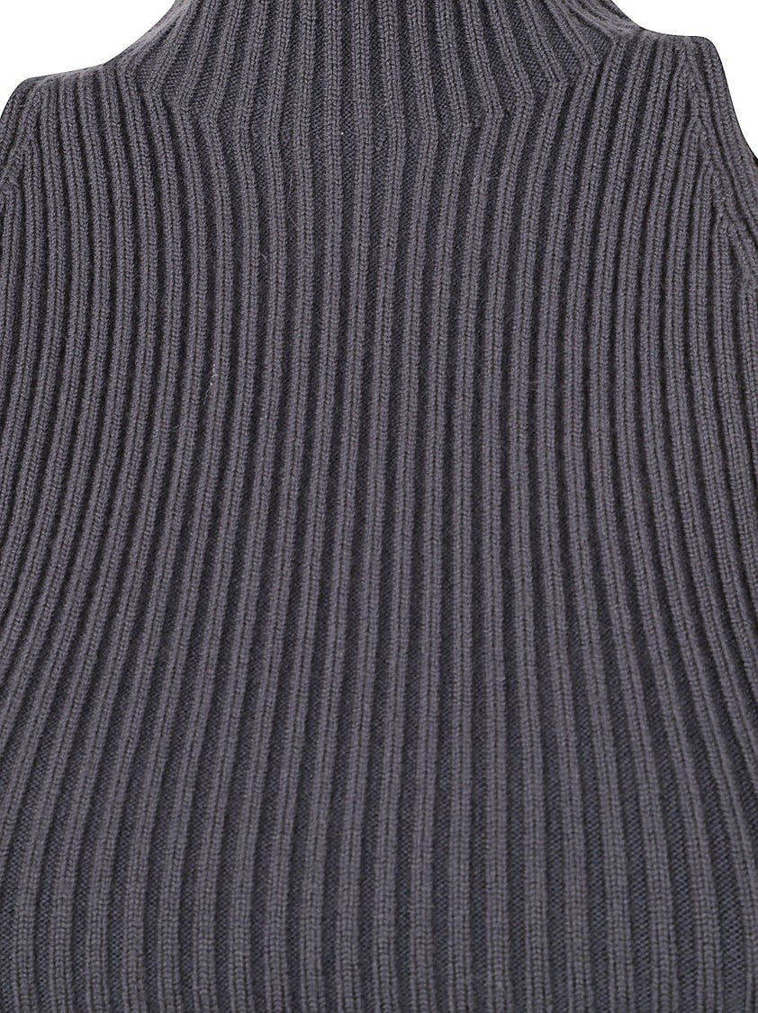Alaïa Fitted Sleeveless Top With High Neckline And Ribbed Texture