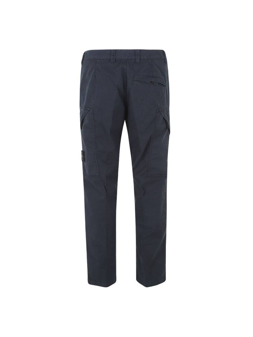 Stone Island Blue Cotton-Elastane Pants