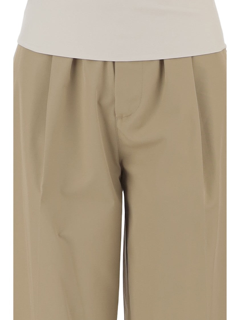 Darkpark Wide-Leg Cropped Cotton Pants With Turn-Up Hem