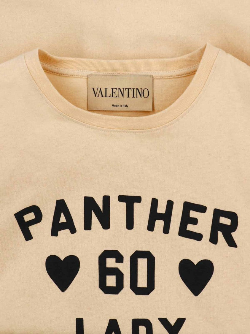 Valentino Cream Panther 60 Lady Cotton T-Shirt