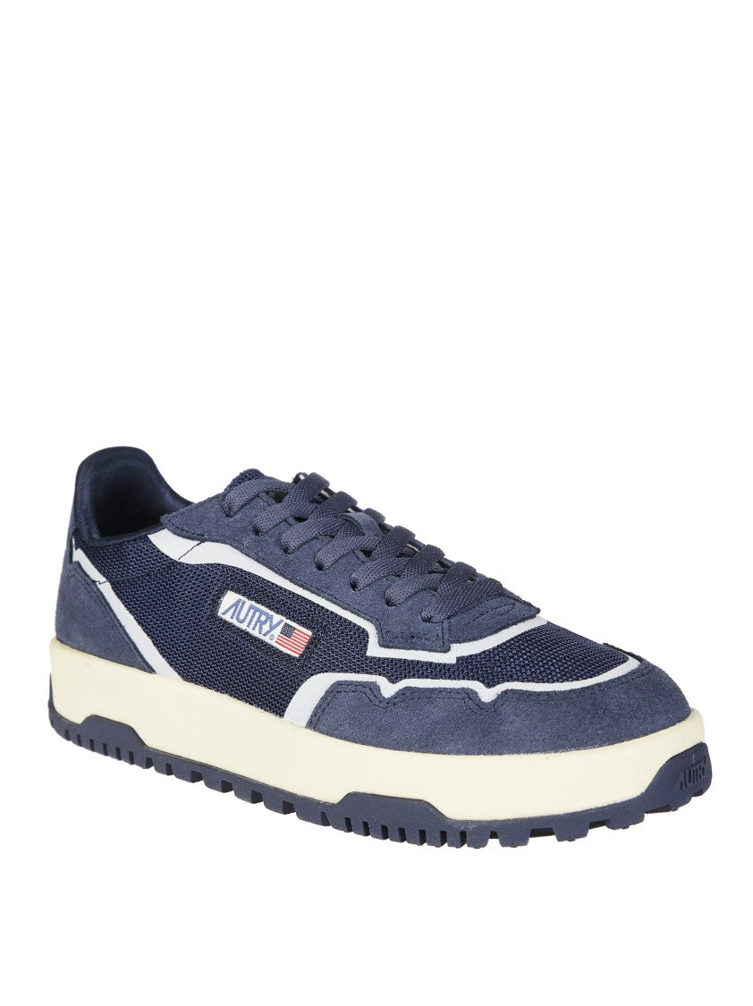 Autry Wildplace Low Navy Blue Suede Mesh Sneakers