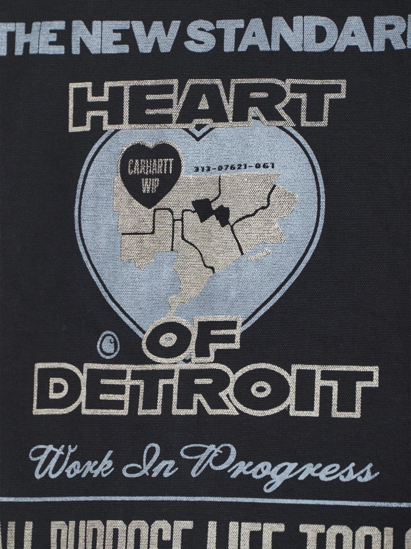 Carhartt Wip Textured Black Canvas Jacket With Bold Graphic Print