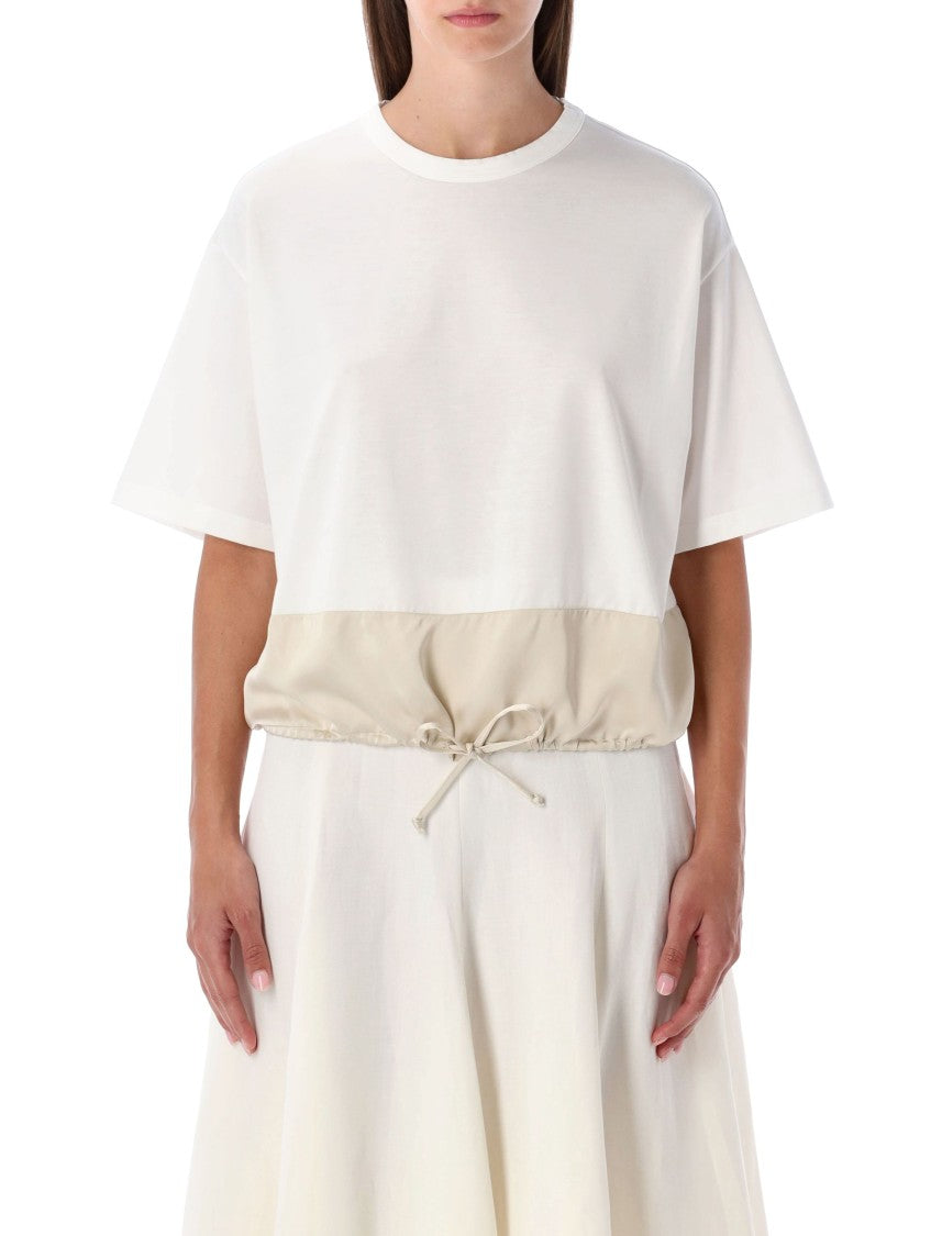 Fabiana Filippi Cotton T-Shirt With Adjustable Contrast Insert