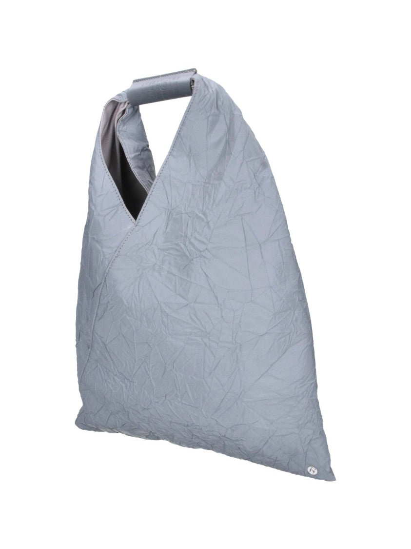 Mm6 By Maison Margiela Blue Medium Japanese Crinkled Faux Leather Bag