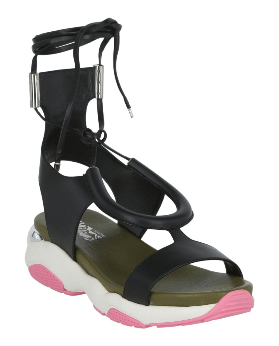 Ferragamo Lace-Up Flat Sandals