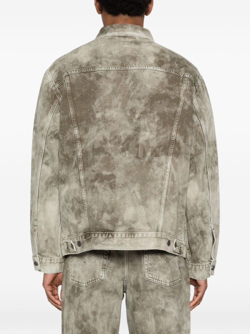 Levi's Washed Grey Denim Jacket With Mottled Design