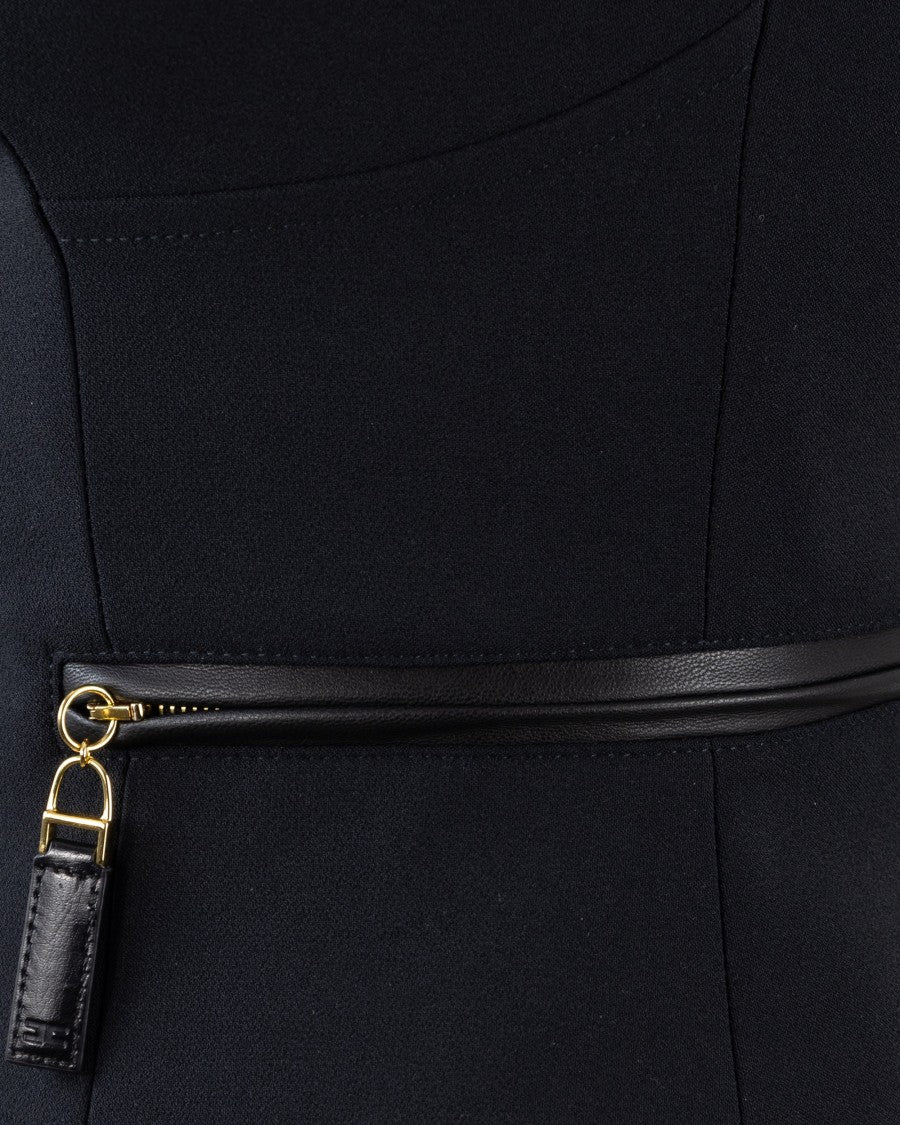 Elisabetta Franchi Black Double Crêpe Top With Zip Details