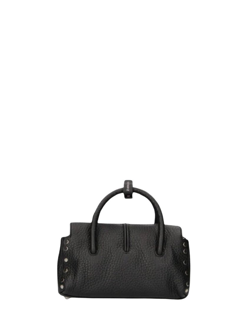 Zanellato Black Textured Finish Leather Top Handle Bag