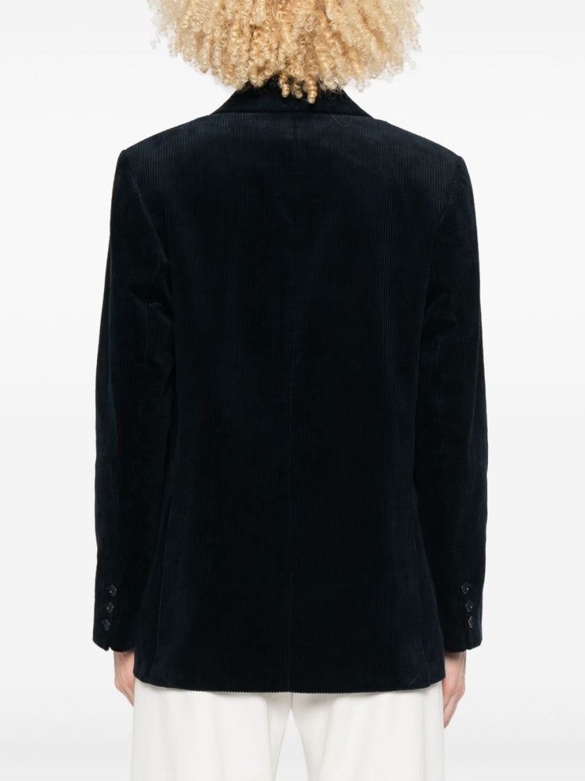 A.P.C. Midnight Blue Cotton Blazer With Double-Breasted Design