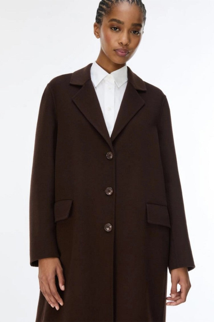 I Blues Dark Brown Single-Breasted Three-Button Coat