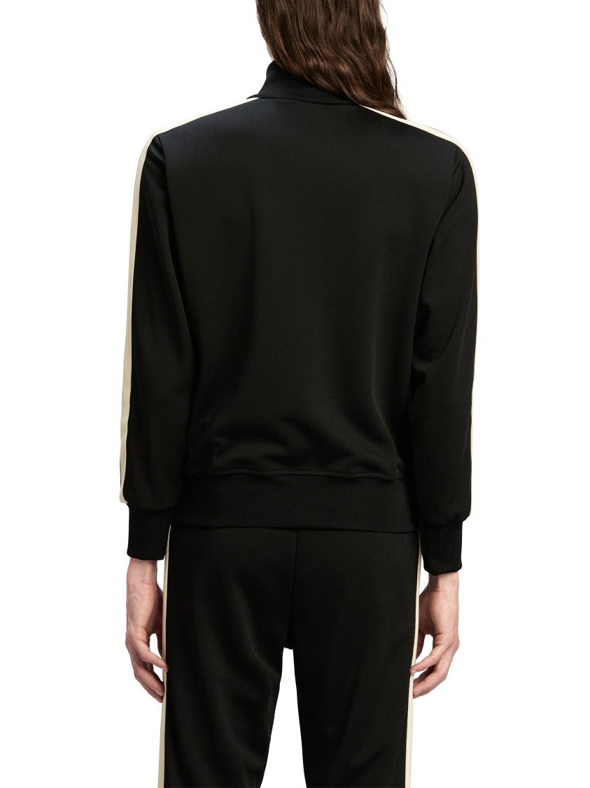 Palm Angels Black Jacket With High Collar And Zippered Pockets