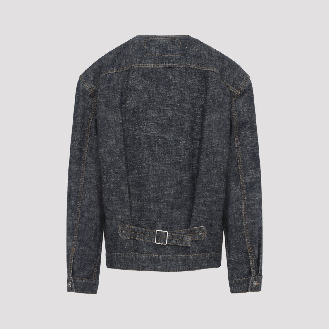 Lanvin Collarless Navy Blue Cotton Jacket