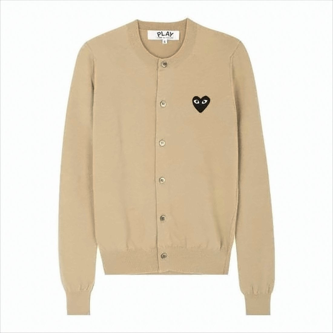 Comme Des Garçons Beige Wool Cardigan With Heart Patch