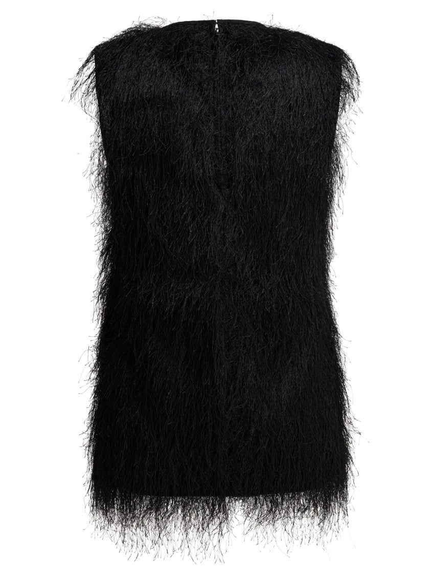 Loulou De Saison Textured Sleeveless Top With Round Neckline And Back Zipper