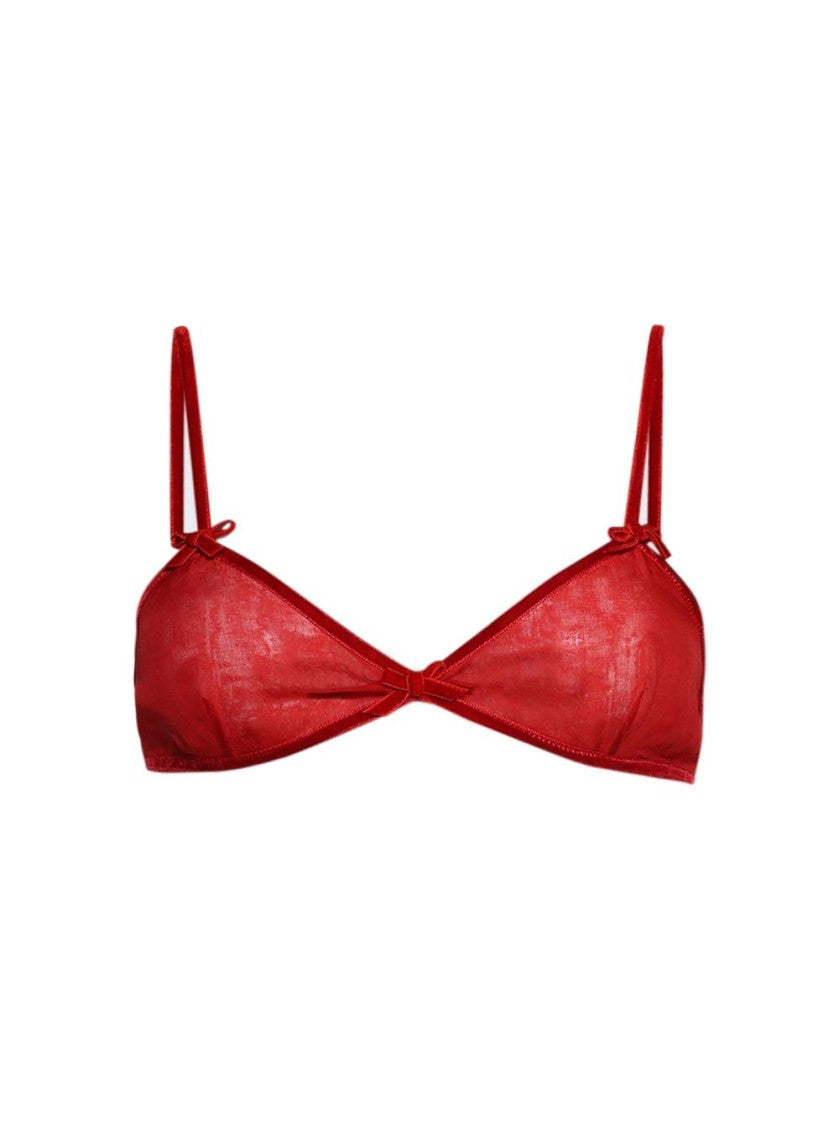 Valentino Silk Red Bra With Bow Detailing And Adjustable Straps