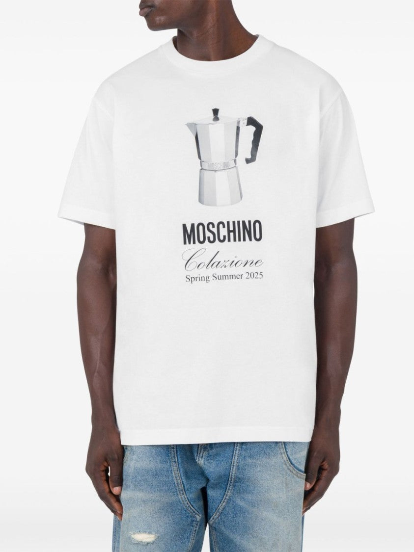 Moschino White Relaxed Fit Slogan Print T-Shirt
