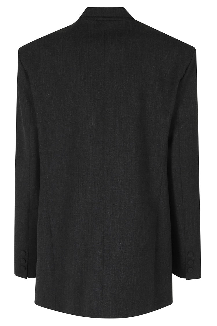Federica Tosi Anthracite Frescolana Single-Breasted Oversized Polyester-Blend Blazer