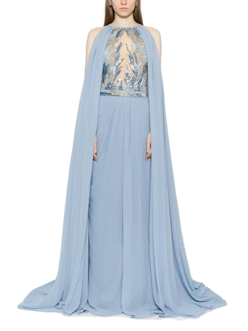 Saiid Kobeisy Pleated Dress With Cape