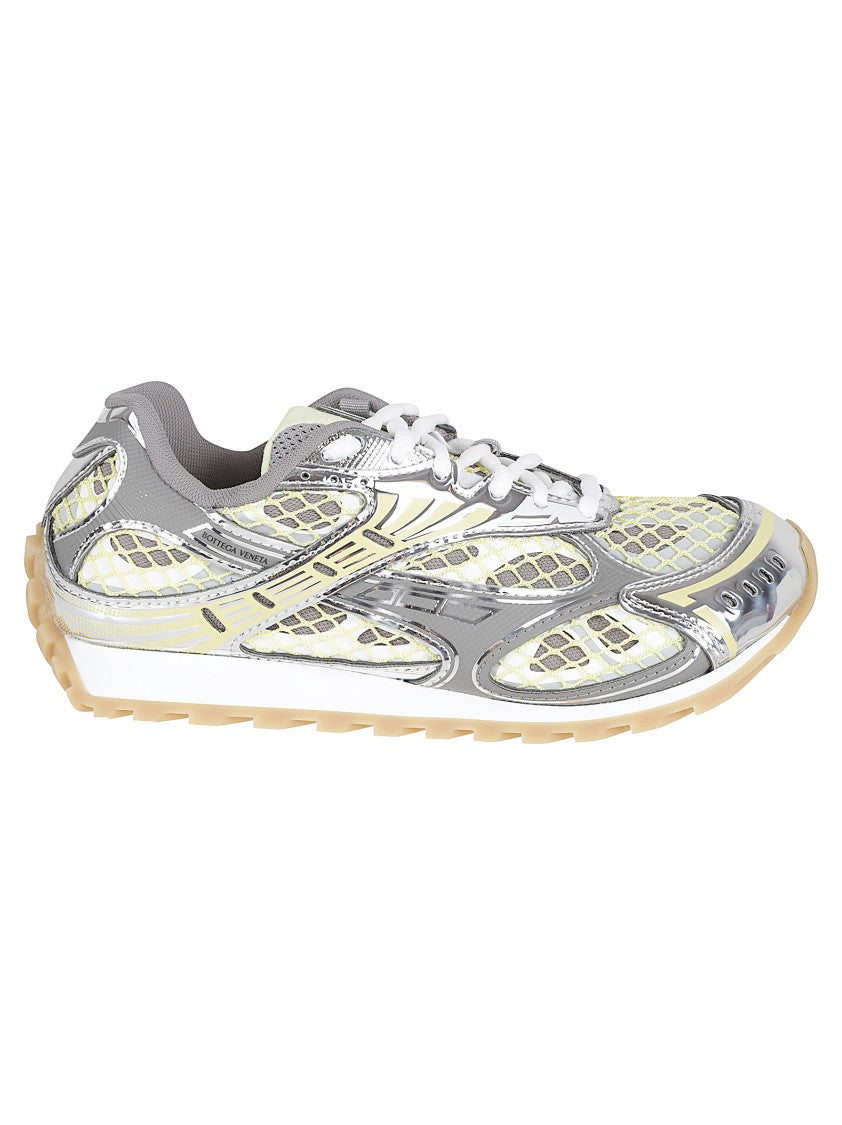 Bottega Veneta Silver Yellow Futuristic Mesh Sneakers