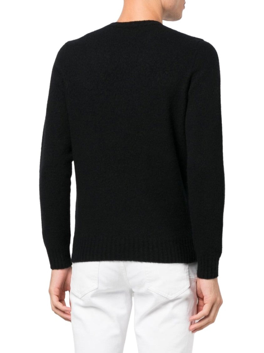 Drumohr Black Crewneck Textured Knit Sweater