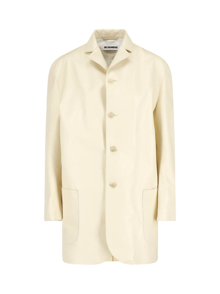 Jil Sander Cream Minimalist Boxy Classic Collar Jacket