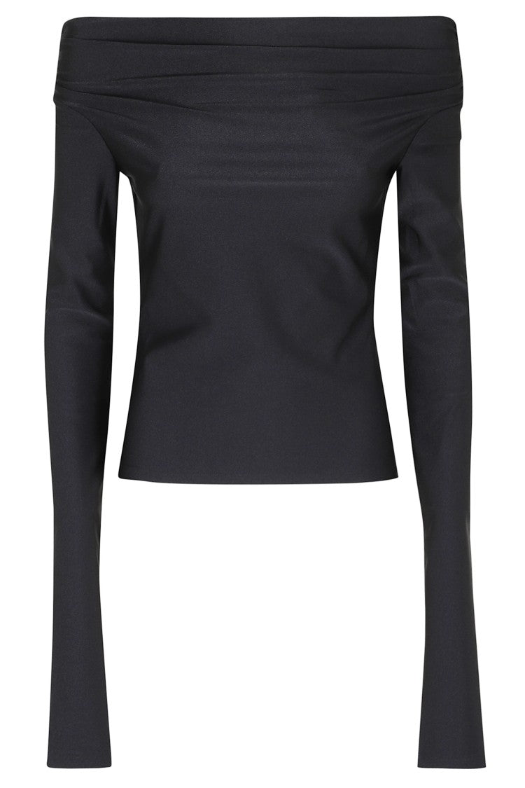 The Andamane Black Wallis Long-Sleeved Off-Shoulder Top