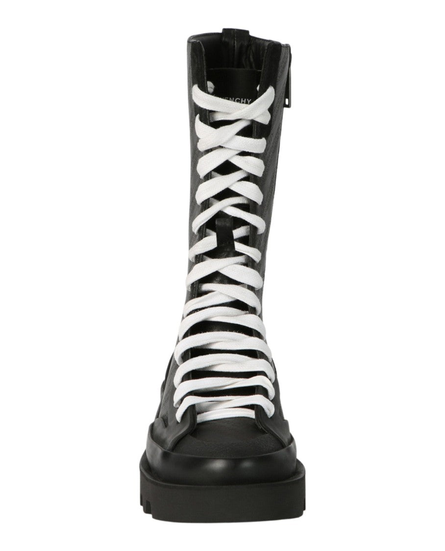 Givenchy Clapham Calfskin Leather Mid-Calf Combat Boots