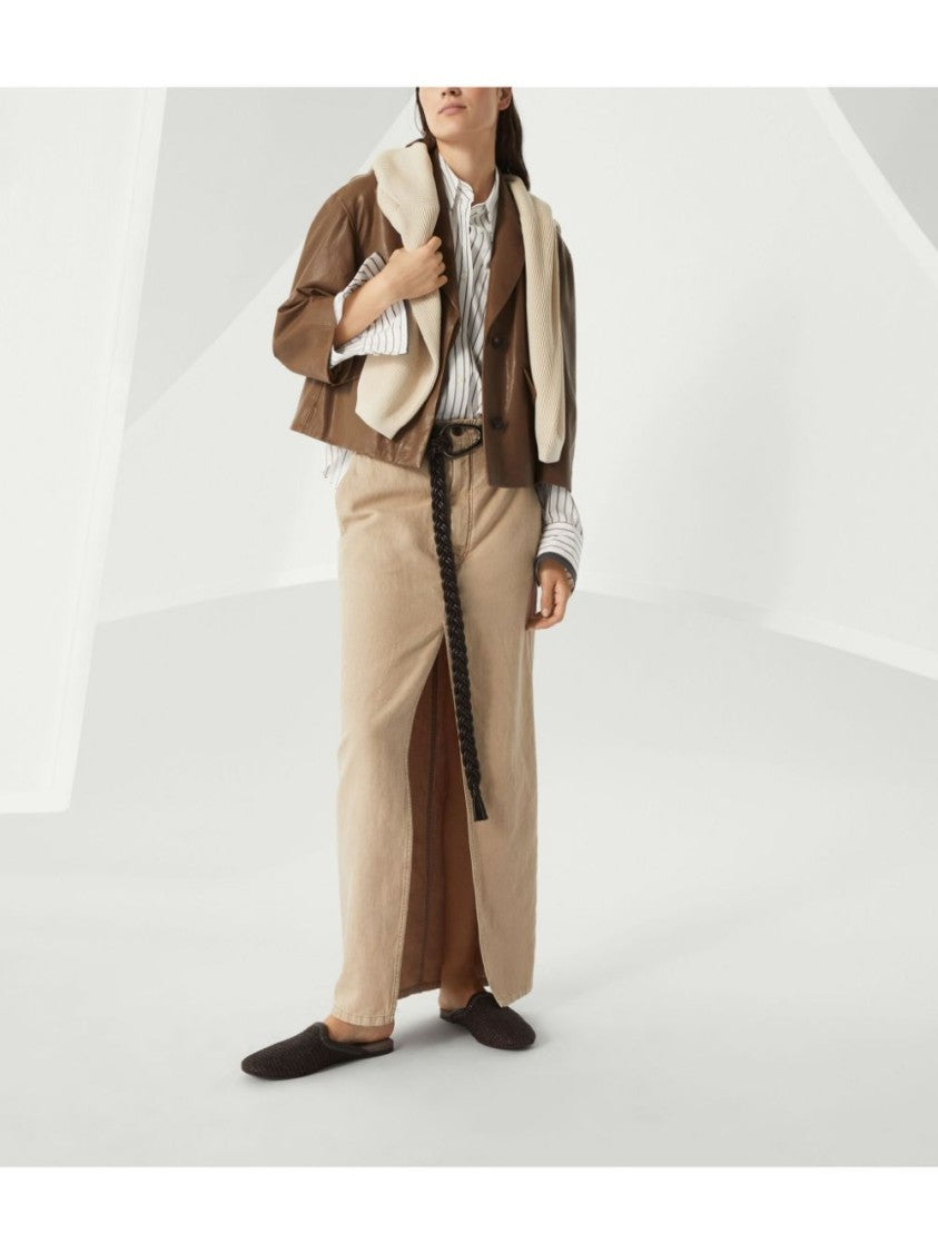 Brunello Cucinelli Light Beige Sweater With Ribbed Details