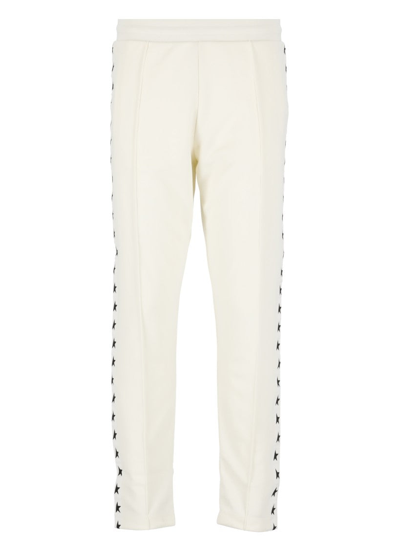 Golden Goose Ivory Pants With Contrasting Logo Band