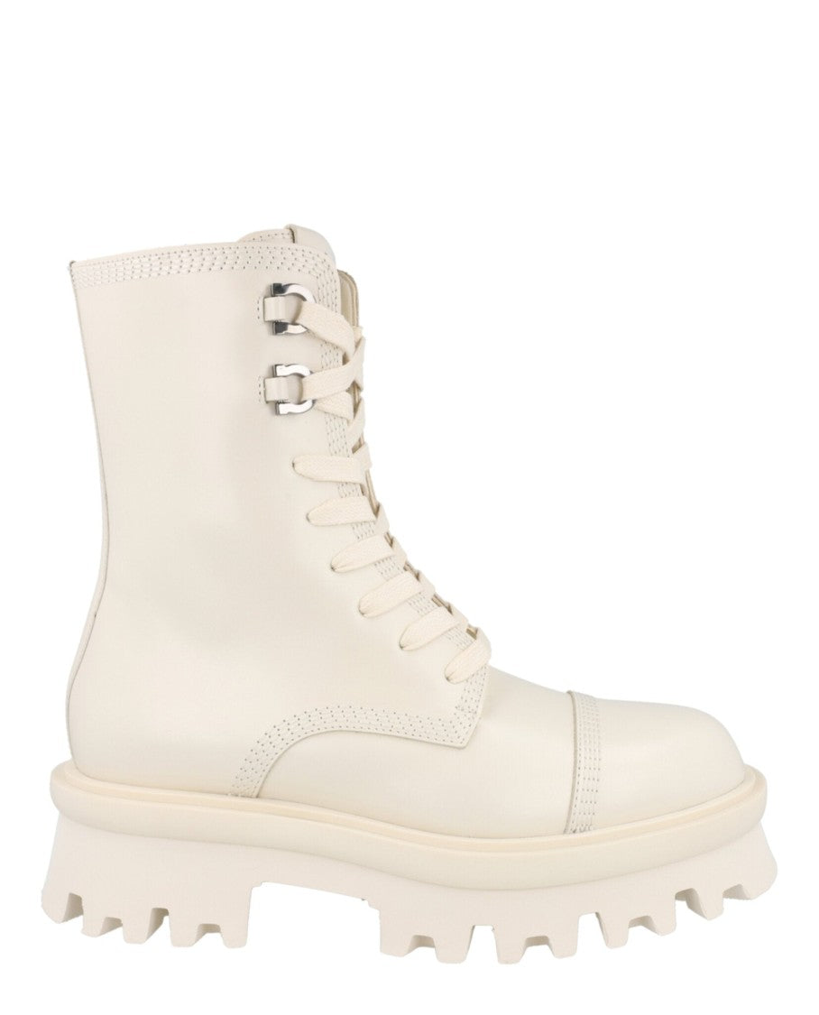 Ferragamo Kira Leather Combat Boots