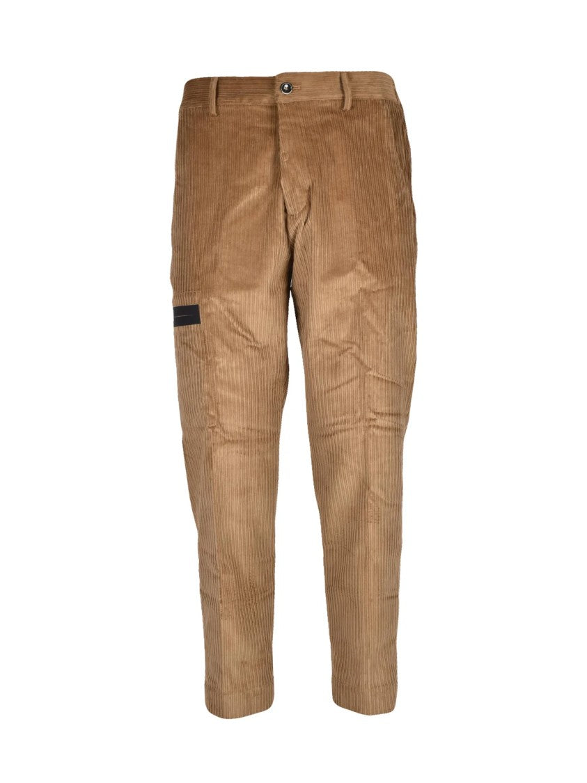 Nine In The Morning Beige Velvet Stretch Cotton-Blend Pants