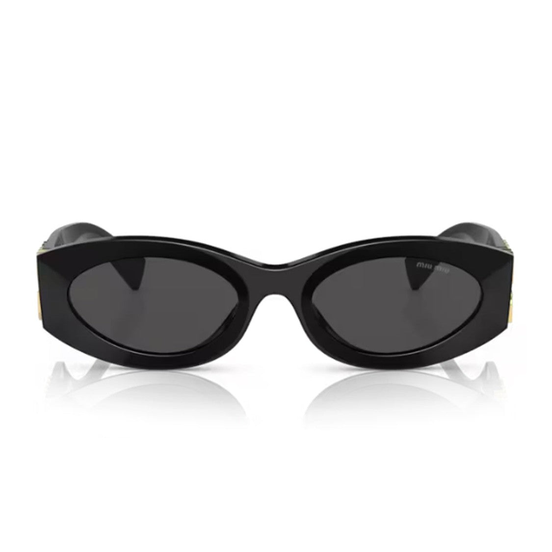 Miu Miu Elegant Oval Frame Sunglasses With Gold Accents