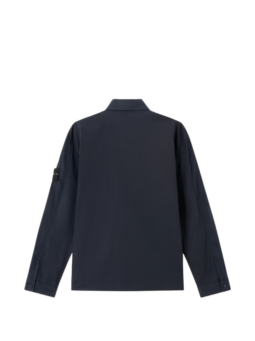 Stone Island Snap-Button Collar Casual Shirt In Subtle Dark Blue