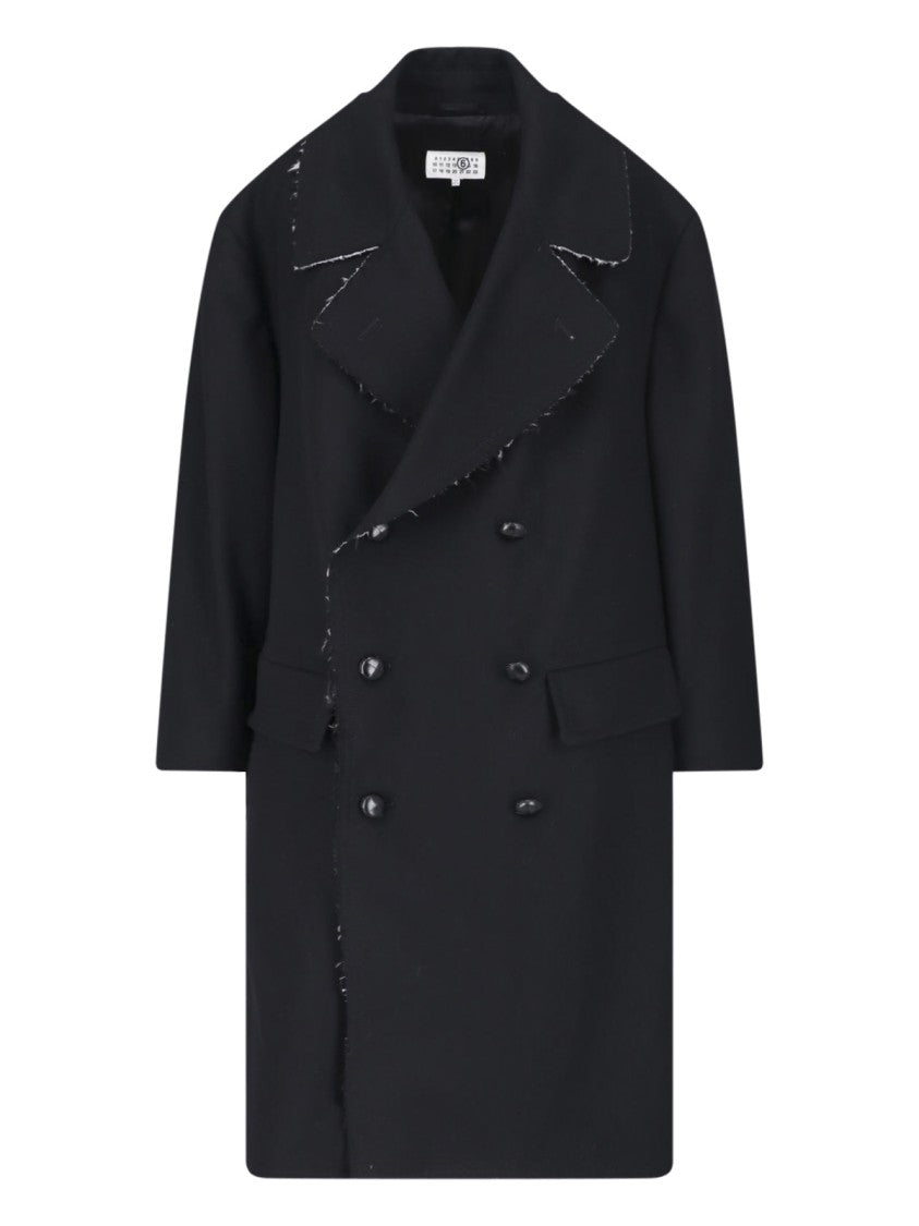 Mm6 By Maison Margiela Black Double-Breasted Wool Coat
