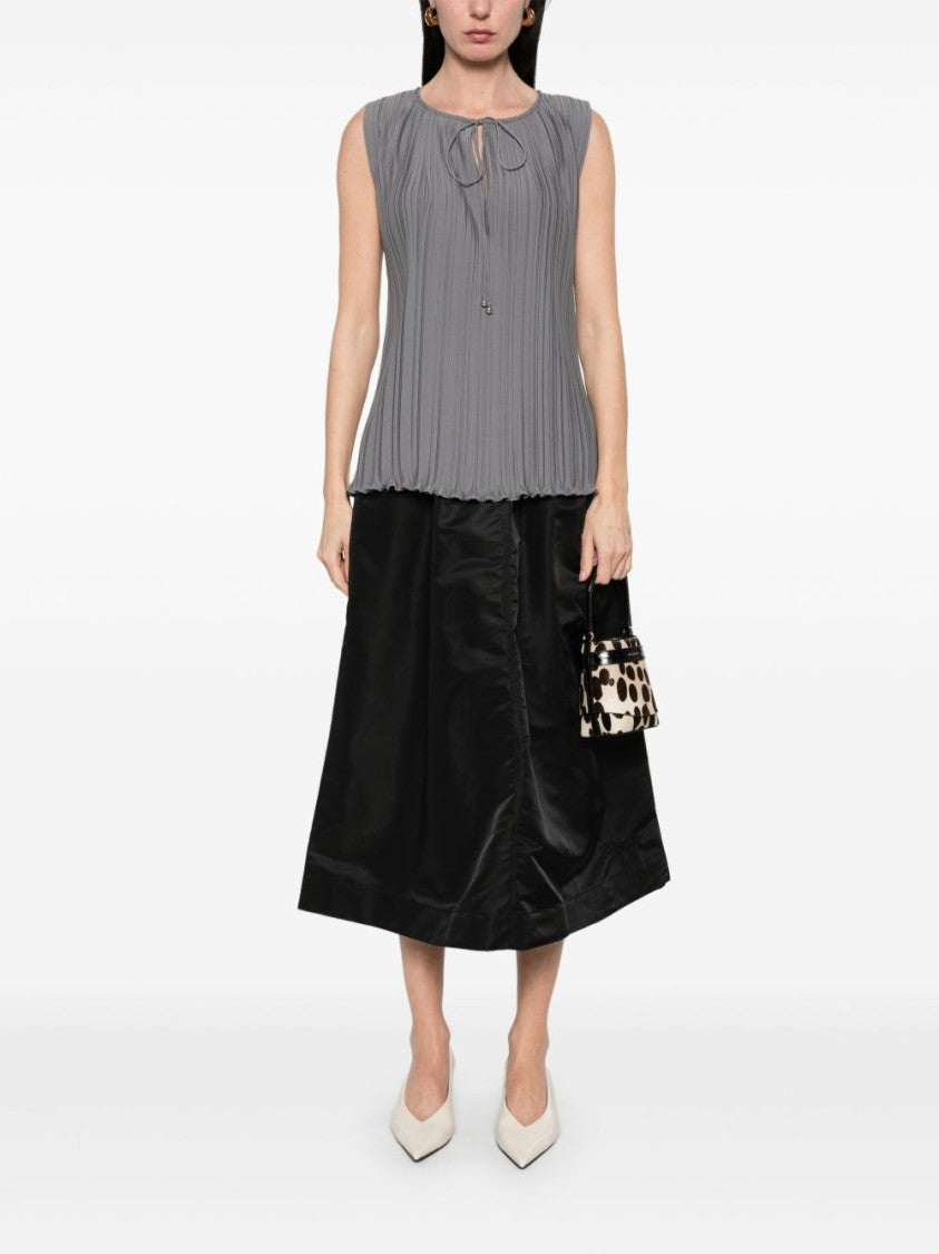 Lanvin Slate Grey Keyhole Neck Sleeveless Top