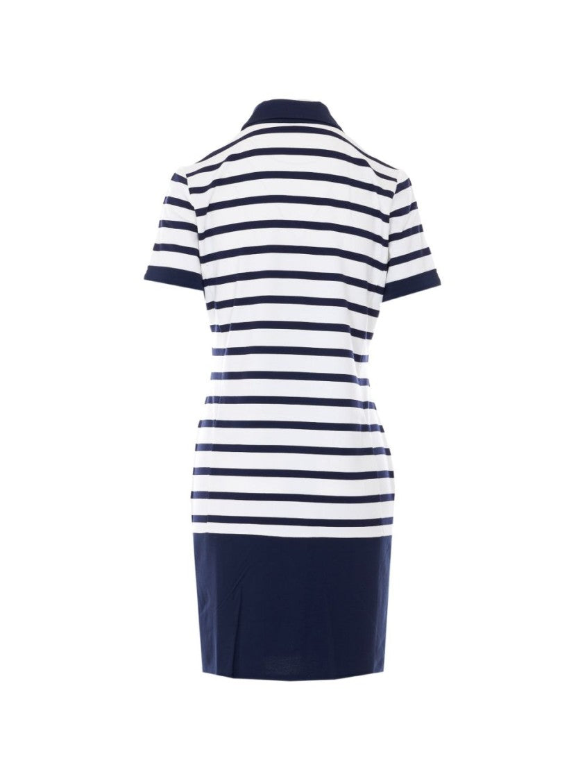 Liu Jo Blue Striped Buttoned Short-Sleeve Dress