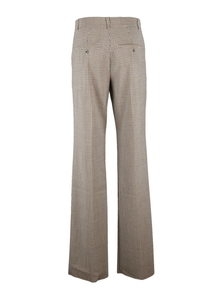 Marella Sport Low Rise Wide-Leg Trousers With Subtle Checkered Pattern