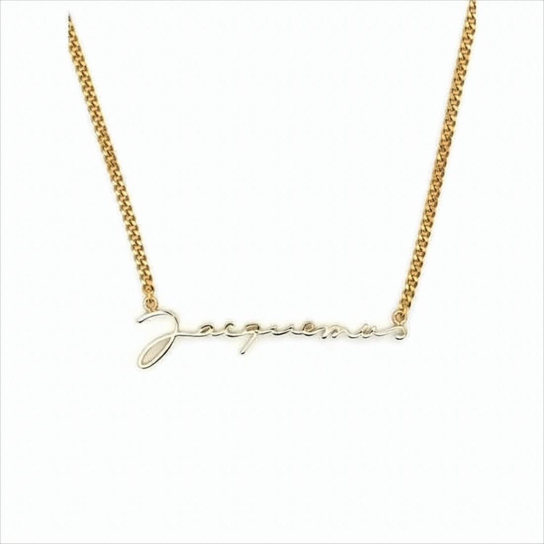 Jacquemus Gold Script Pendant Necklace From