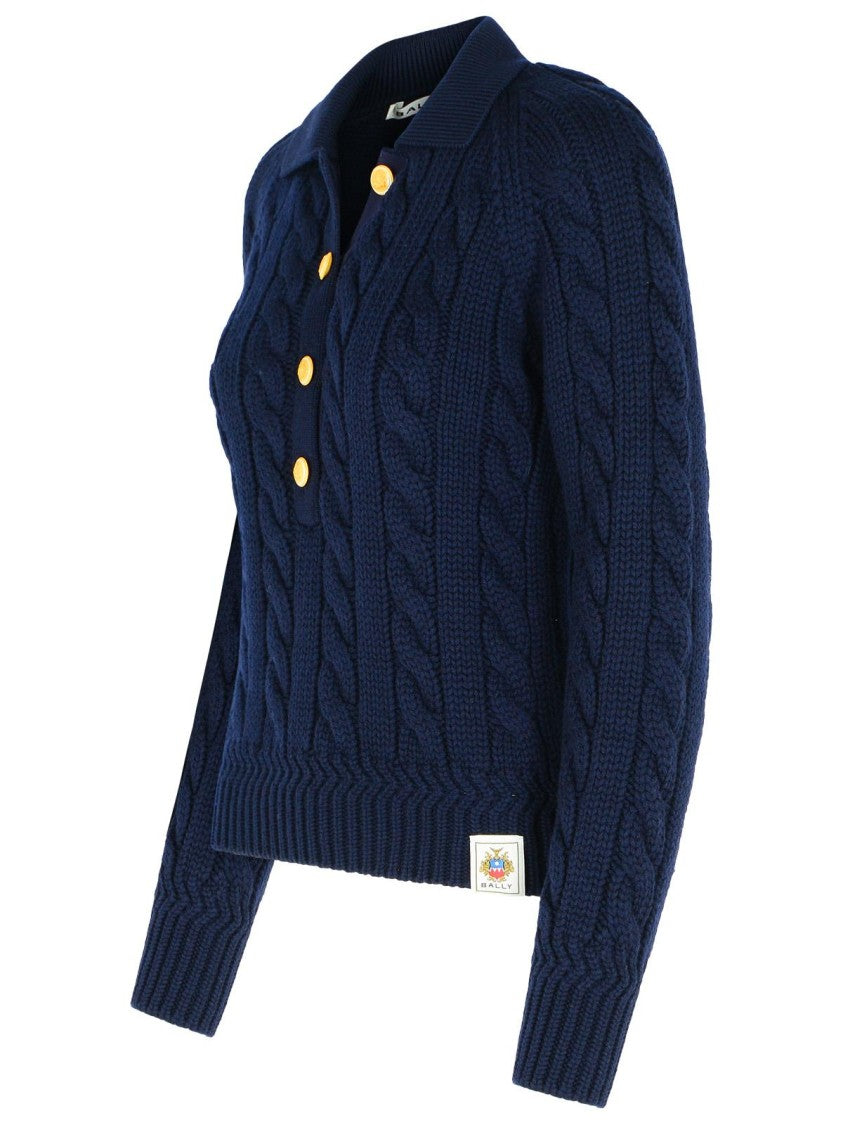 Bally Extrafine Navy Merino Wool Sweater