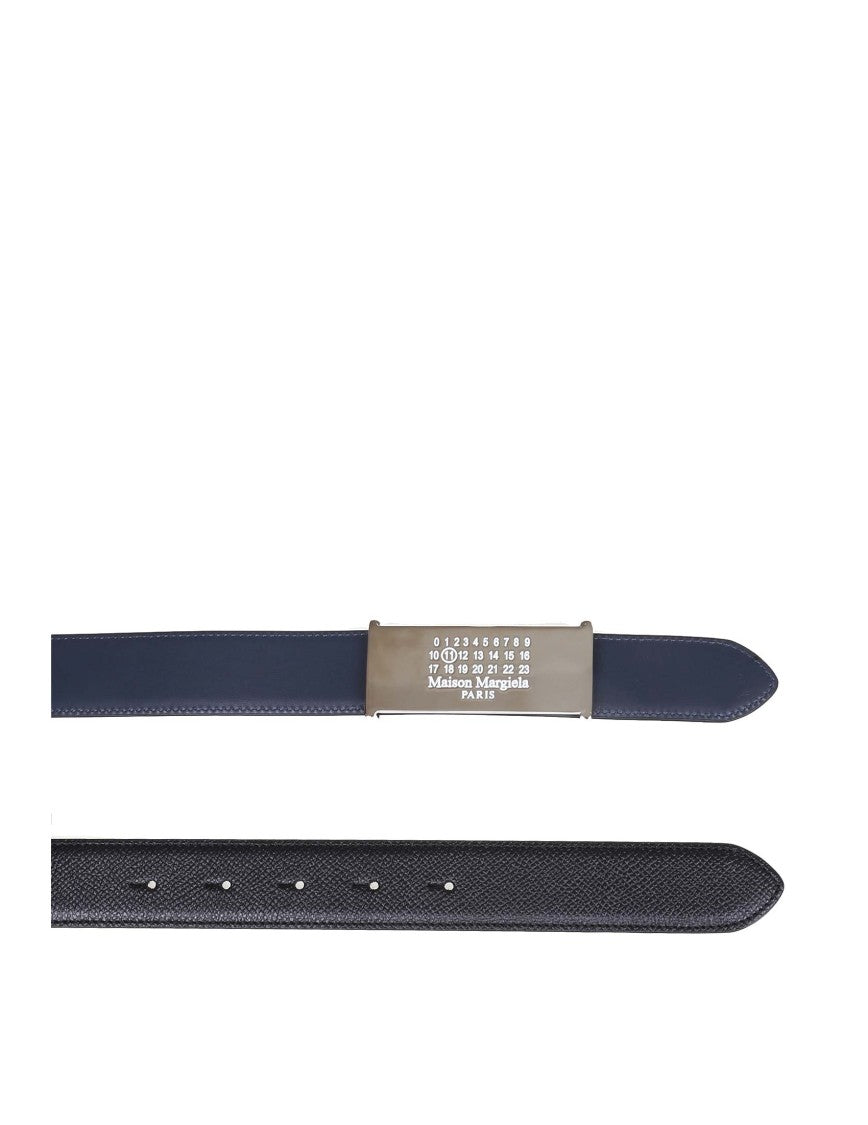 Maison Margiela Reversible Leather Belt, Blue/Black