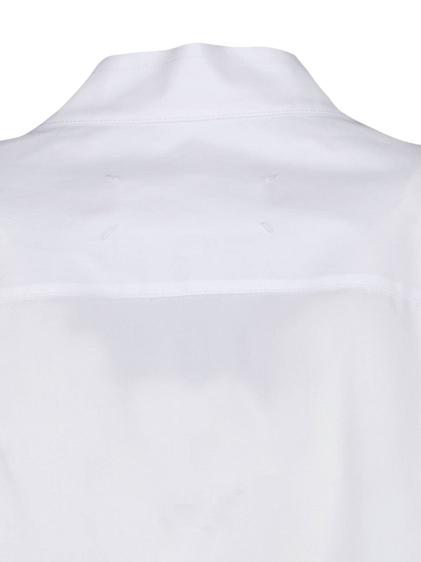 Maison Margiela White Poplin Front Tie Mini Dress