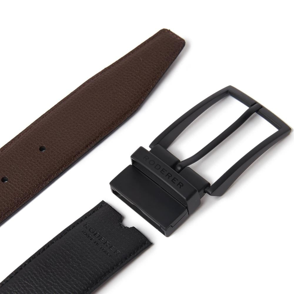 Roderer Black/Brown Italian Leather Maestro Reversible Belt
