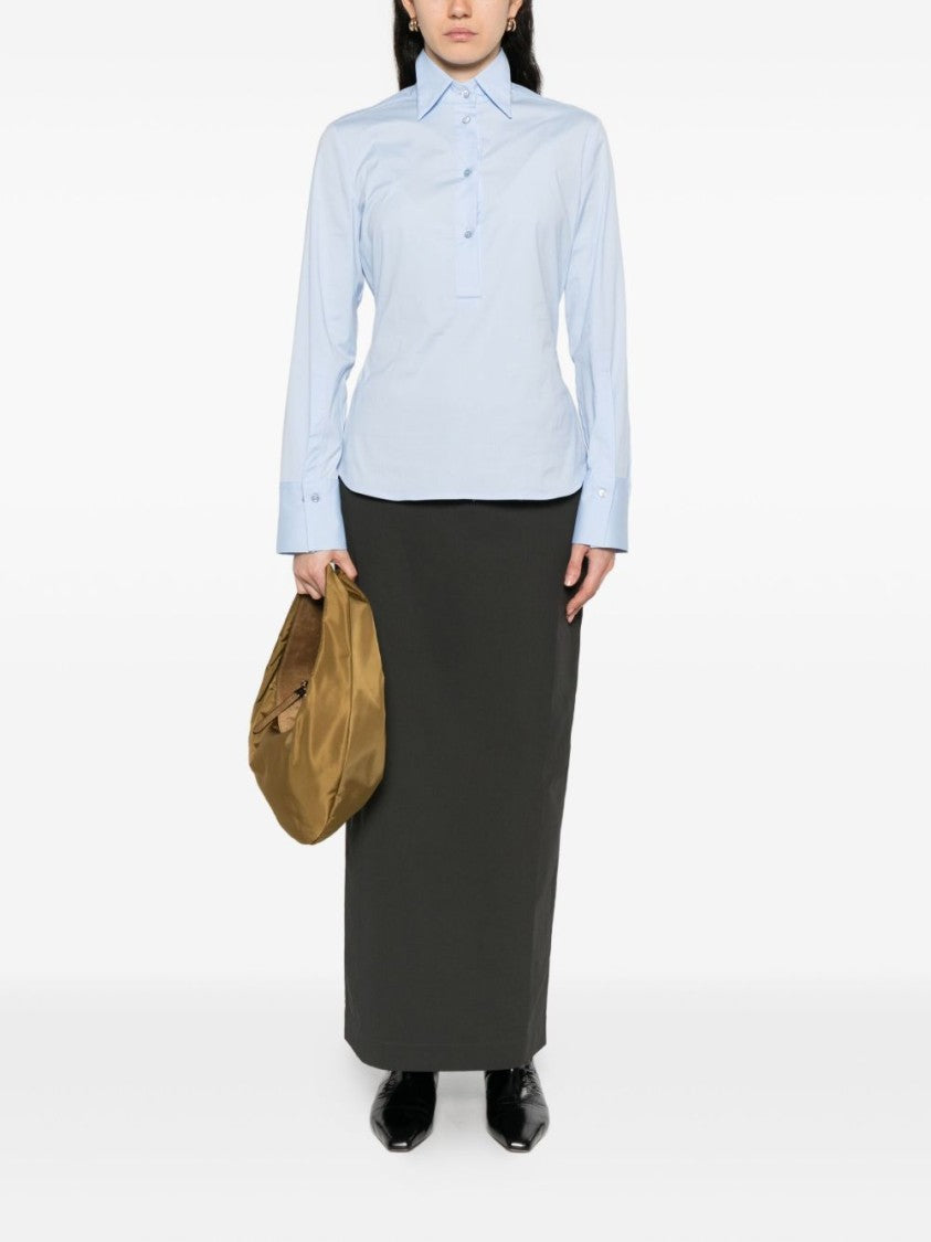 Semi Couture Fitted Light Blue Shirt With Classic Collar