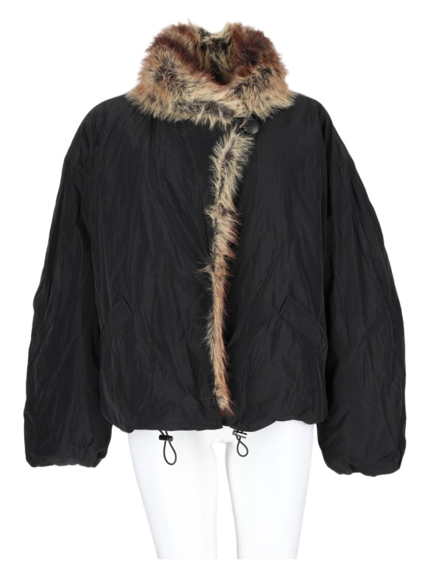 Isabel Marant Black Voluminous Fur Trim Casual Jacket