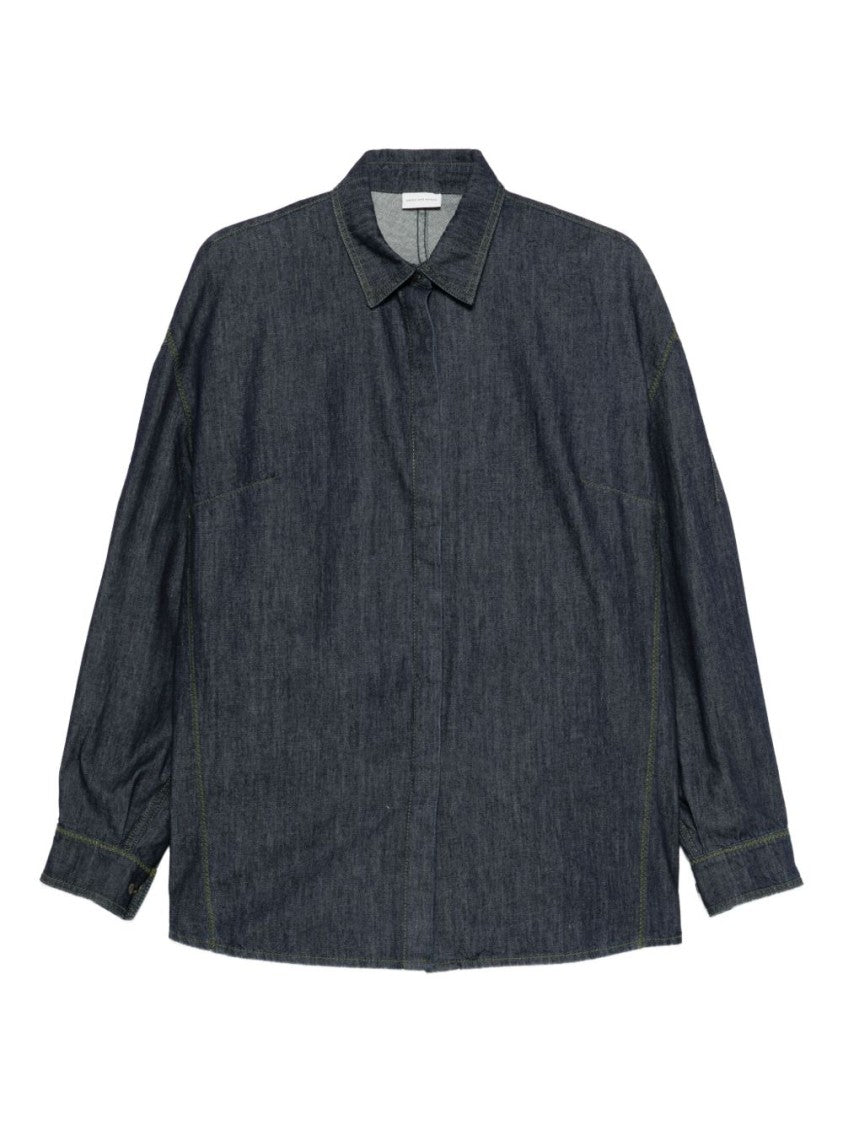 Dries Van Noten Denim Long-Sleeved Shirt With Classic Collar