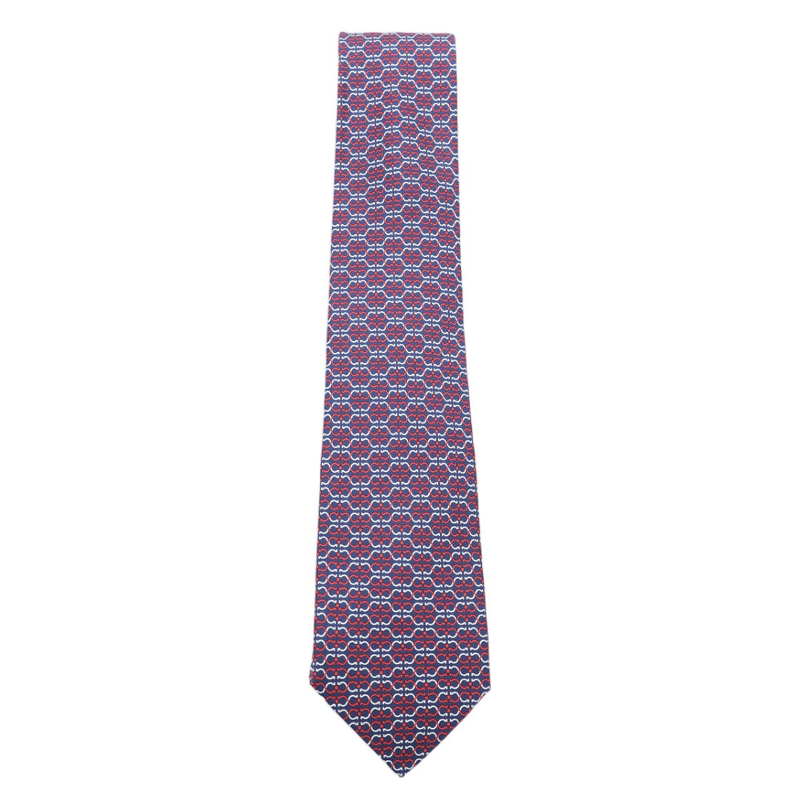 Ferragamo Geometric Pattern Necktie In Deep Red And Light Blue
