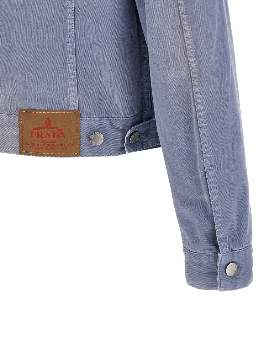 Prada Washed Cotton Gabardine Blouson With Removable Lining And Adjustable Hem