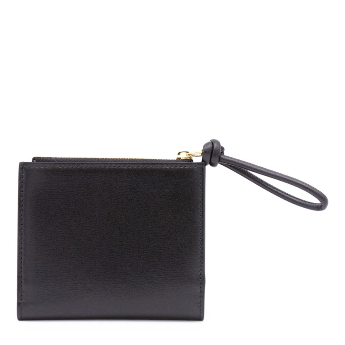 Jil Sander Compact Black Leather Wallet With Snap Closure